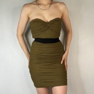 Y2k Moda International Green Fairycore Short Strapless Cocktail Dress